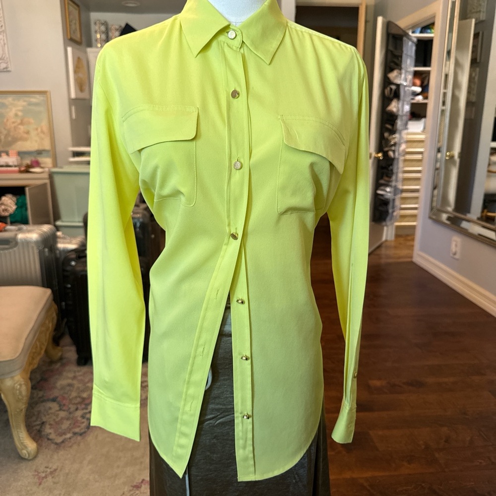 Juicy Couture Neon Lime Button-Up Blouse